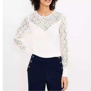 Loft Lace Mixed Media Top